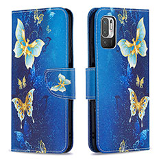 Custodia Portafoglio In Pelle Fantasia Modello Cover con Supporto B03F per Xiaomi Redmi Note 10 5G Cielo Blu