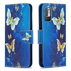 Custodia Portafoglio In Pelle Fantasia Modello Cover con Supporto B03F per Xiaomi Redmi Note 10T 5G Cielo Blu