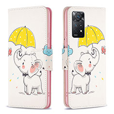Custodia Portafoglio In Pelle Fantasia Modello Cover con Supporto B03F per Xiaomi Redmi Note 11 Pro 4G Giallo