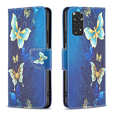 Custodia Portafoglio In Pelle Fantasia Modello Cover con Supporto B03F per Xiaomi Redmi Note 11S 4G Cielo Blu