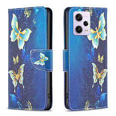 Custodia Portafoglio In Pelle Fantasia Modello Cover con Supporto B03F per Xiaomi Redmi Note 12 Explorer Cielo Blu
