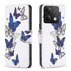 Custodia Portafoglio In Pelle Fantasia Modello Cover con Supporto B03F per Xiaomi Redmi Note 13 5G Blu