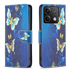 Custodia Portafoglio In Pelle Fantasia Modello Cover con Supporto B03F per Xiaomi Redmi Note 13 5G Cielo Blu