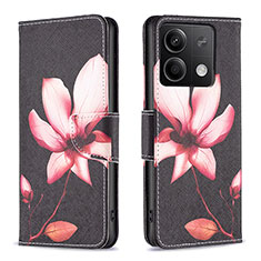 Custodia Portafoglio In Pelle Fantasia Modello Cover con Supporto B03F per Xiaomi Redmi Note 13 5G Rosso