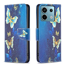 Custodia Portafoglio In Pelle Fantasia Modello Cover con Supporto B03F per Xiaomi Redmi Note 13 Pro 5G Cielo Blu