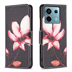 Custodia Portafoglio In Pelle Fantasia Modello Cover con Supporto B03F per Xiaomi Redmi Note 13 Pro 5G Rosso