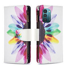 Custodia Portafoglio In Pelle Fantasia Modello Cover con Supporto B04F per Nokia G11 Multicolore