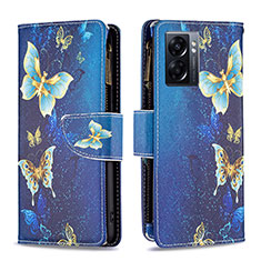 Custodia Portafoglio In Pelle Fantasia Modello Cover con Supporto B04F per OnePlus Nord N300 5G Blu