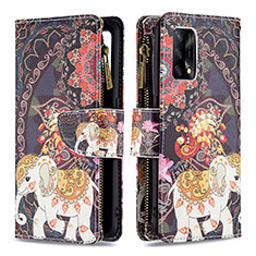 Custodia Portafoglio In Pelle Fantasia Modello Cover con Supporto B04F per Oppo A74 4G Marrone