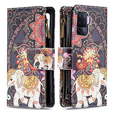 Custodia Portafoglio In Pelle Fantasia Modello Cover con Supporto B04F per Oppo Reno5 Lite Marrone