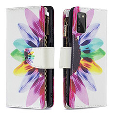 Custodia Portafoglio In Pelle Fantasia Modello Cover con Supporto B04F per Samsung Galaxy A02s Multicolore
