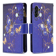 Custodia Portafoglio In Pelle Fantasia Modello Cover con Supporto B04F per Samsung Galaxy A04s Blu Notte