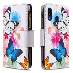 Custodia Portafoglio In Pelle Fantasia Modello Cover con Supporto B04F per Samsung Galaxy A20e Colorato