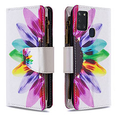 Custodia Portafoglio In Pelle Fantasia Modello Cover con Supporto B04F per Samsung Galaxy A21s Multicolore
