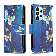 Custodia Portafoglio In Pelle Fantasia Modello Cover con Supporto B04F per Samsung Galaxy A23 5G Blu