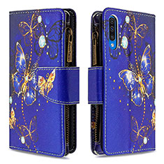 Custodia Portafoglio In Pelle Fantasia Modello Cover con Supporto B04F per Samsung Galaxy A30S Blu Notte