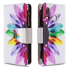 Custodia Portafoglio In Pelle Fantasia Modello Cover con Supporto B04F per Samsung Galaxy A40 Multicolore