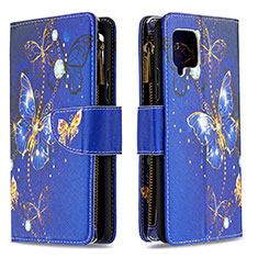 Custodia Portafoglio In Pelle Fantasia Modello Cover con Supporto B04F per Samsung Galaxy A42 5G Blu Notte