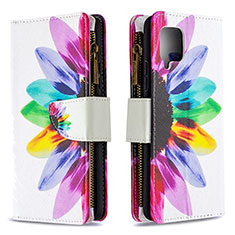 Custodia Portafoglio In Pelle Fantasia Modello Cover con Supporto B04F per Samsung Galaxy A42 5G Multicolore