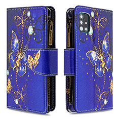 Custodia Portafoglio In Pelle Fantasia Modello Cover con Supporto B04F per Samsung Galaxy A51 5G Blu Notte