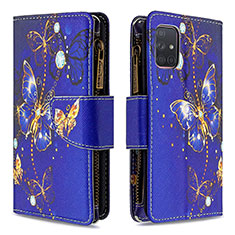 Custodia Portafoglio In Pelle Fantasia Modello Cover con Supporto B04F per Samsung Galaxy A71 4G A715 Blu Notte