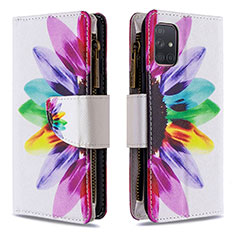 Custodia Portafoglio In Pelle Fantasia Modello Cover con Supporto B04F per Samsung Galaxy A71 4G A715 Multicolore