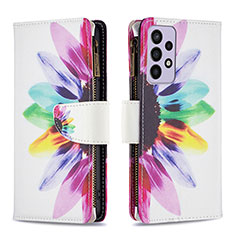 Custodia Portafoglio In Pelle Fantasia Modello Cover con Supporto B04F per Samsung Galaxy A73 5G Multicolore