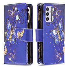 Custodia Portafoglio In Pelle Fantasia Modello Cover con Supporto B04F per Samsung Galaxy A82 5G Blu Notte