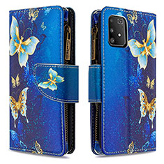Custodia Portafoglio In Pelle Fantasia Modello Cover con Supporto B04F per Samsung Galaxy A91 Blu