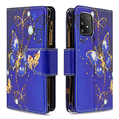 Custodia Portafoglio In Pelle Fantasia Modello Cover con Supporto B04F per Samsung Galaxy A91 Blu Notte