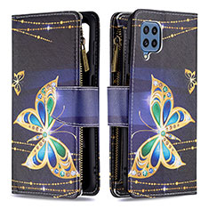 Custodia Portafoglio In Pelle Fantasia Modello Cover con Supporto B04F per Samsung Galaxy M32 4G Nero