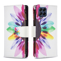 Custodia Portafoglio In Pelle Fantasia Modello Cover con Supporto B04F per Samsung Galaxy M53 5G Multicolore