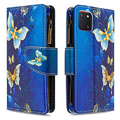 Custodia Portafoglio In Pelle Fantasia Modello Cover con Supporto B04F per Samsung Galaxy M60s Blu