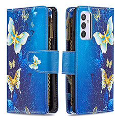 Custodia Portafoglio In Pelle Fantasia Modello Cover con Supporto B04F per Samsung Galaxy Quantum2 5G Blu