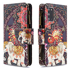 Custodia Portafoglio In Pelle Fantasia Modello Cover con Supporto B04F per Samsung Galaxy S20 5G Marrone