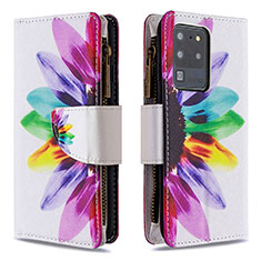 Custodia Portafoglio In Pelle Fantasia Modello Cover con Supporto B04F per Samsung Galaxy S20 Ultra Multicolore