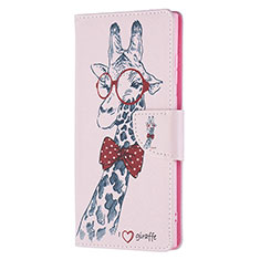 Custodia Portafoglio In Pelle Fantasia Modello Cover con Supporto B04F per Samsung Galaxy S21 Ultra 5G Rosa