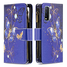 Custodia Portafoglio In Pelle Fantasia Modello Cover con Supporto B04F per Vivo Y12s Blu Notte