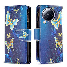 Custodia Portafoglio In Pelle Fantasia Modello Cover con Supporto B04F per Xiaomi Civi 3 5G Blu