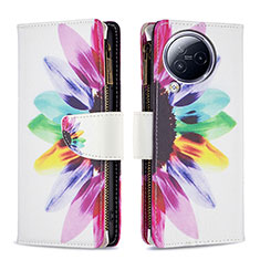 Custodia Portafoglio In Pelle Fantasia Modello Cover con Supporto B04F per Xiaomi Civi 3 5G Multicolore