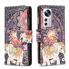 Custodia Portafoglio In Pelle Fantasia Modello Cover con Supporto B04F per Xiaomi Mi 12S Pro 5G Multicolore