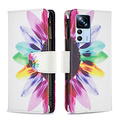 Custodia Portafoglio In Pelle Fantasia Modello Cover con Supporto B04F per Xiaomi Mi 12T Pro 5G Multicolore