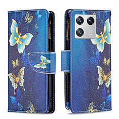 Custodia Portafoglio In Pelle Fantasia Modello Cover con Supporto B04F per Xiaomi Mi 13 5G Blu