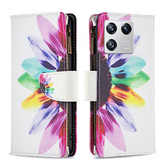 Custodia Portafoglio In Pelle Fantasia Modello Cover con Supporto B04F per Xiaomi Mi 13 5G Multicolore