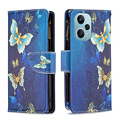 Custodia Portafoglio In Pelle Fantasia Modello Cover con Supporto B04F per Xiaomi Poco F5 5G Blu