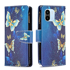 Custodia Portafoglio In Pelle Fantasia Modello Cover con Supporto B04F per Xiaomi Redmi A2 Blu