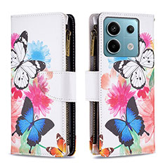 Custodia Portafoglio In Pelle Fantasia Modello Cover con Supporto B04F per Xiaomi Redmi Note 13 Pro 5G Colorato