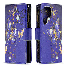 Custodia Portafoglio In Pelle Fantasia Modello Cover con Supporto B05F per Samsung Galaxy S23 Ultra 5G Blu Notte