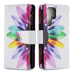 Custodia Portafoglio In Pelle Fantasia Modello Cover con Supporto B05F per Samsung Galaxy S23 Ultra 5G Colorato