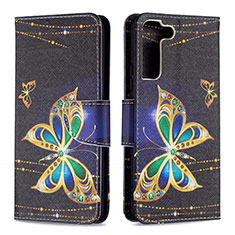 Custodia Portafoglio In Pelle Fantasia Modello Cover con Supporto B09F per Samsung Galaxy S21 FE 5G Nero